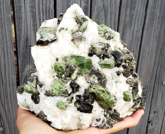 3.24 Lb Beautiful Diopside Crystals On Calcite With Mica Specimen